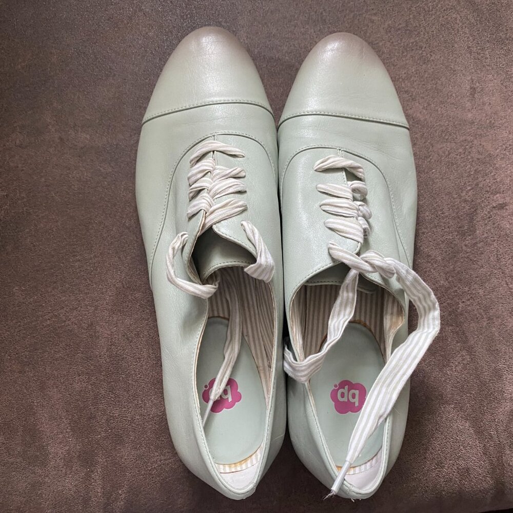 Nordstrom BP. Mint Leather Lace Up Retro Twee Oxford Derby Brogues Shoes 10 B